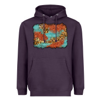 Plum western leopard tooled leather background Heavyweight Hoodie - Zillion Design Studio