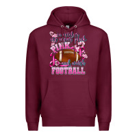 Burgundy in october we wear pink and watch football Premium Hoodie - AdoDesignShop