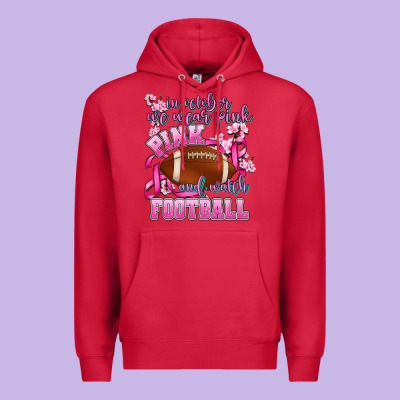 In October We Wear Pink And Watch Football Premium Hoodie Designed By Adodesignshop