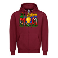 Burgundy i'm an autism mom what's your superpower Zipper Hoodie - Zillion Design Studio