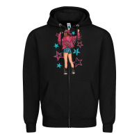 Black western pink with stars and cowgirl Zipper Hoodie - texasbilliewilder