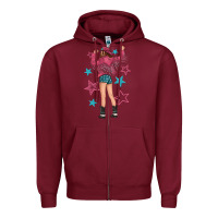 Burgundy western pink with stars and cowgirl Zipper Hoodie - texasbilliewilder