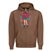 Chestnut western pink with stars and cowgirl Zipper Hoodie - texasbilliewilder
