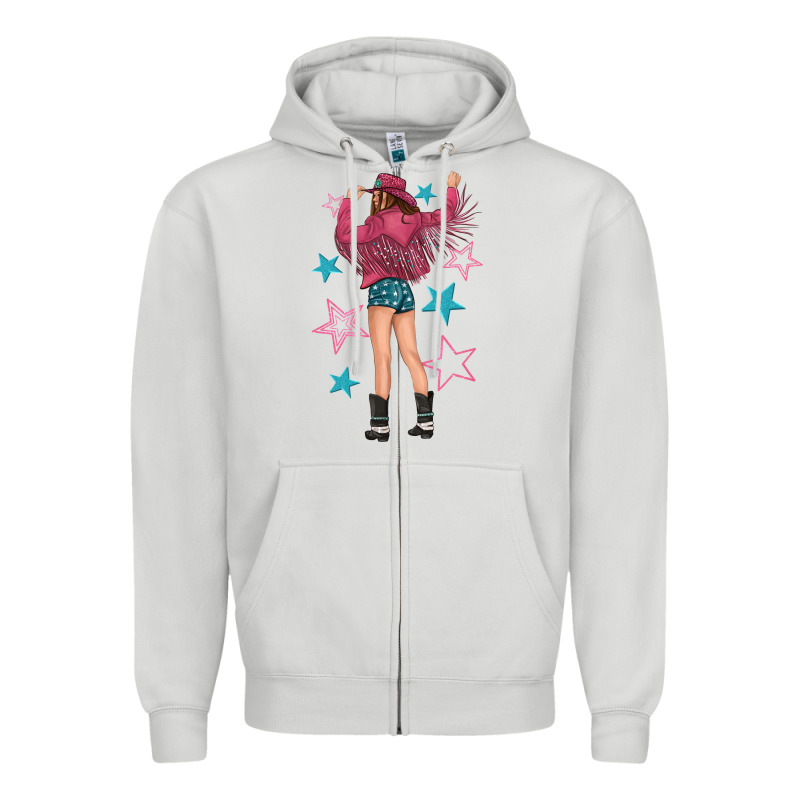 Western Pink With Stars And Cowgirl Zipper Hoodie by texasbilliewilder | Teevron