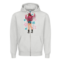 Dove Grey western pink with stars and cowgirl Zipper Hoodie - texasbilliewilder