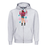 Heather Grey western pink with stars and cowgirl Zipper Hoodie - texasbilliewilder