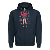 Navy western pink with stars and cowgirl Zipper Hoodie - texasbilliewilder