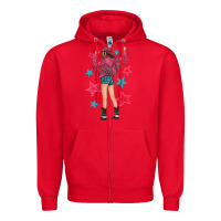 Red western pink with stars and cowgirl Zipper Hoodie - texasbilliewilder
