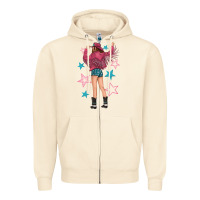 Sandshell western pink with stars and cowgirl Zipper Hoodie - texasbilliewilder
