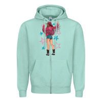 Seafoam western pink with stars and cowgirl Zipper Hoodie - texasbilliewilder