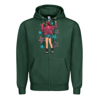 Sports Green western pink with stars and cowgirl Zipper Hoodie - texasbilliewilder