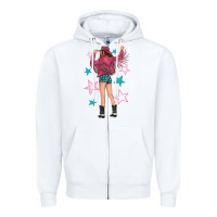 White western pink with stars and cowgirl Zipper Hoodie - texasbilliewilder