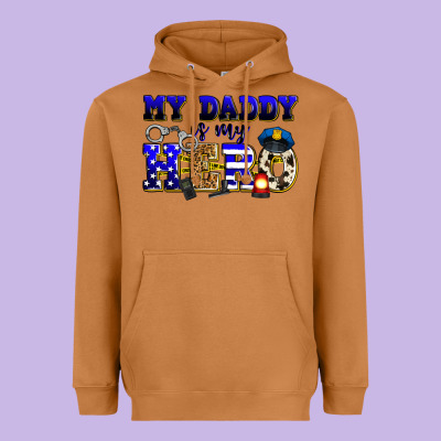My Daddy Is My Hero Police Heavyweight Hoodie Designed By Zillion Design Studio