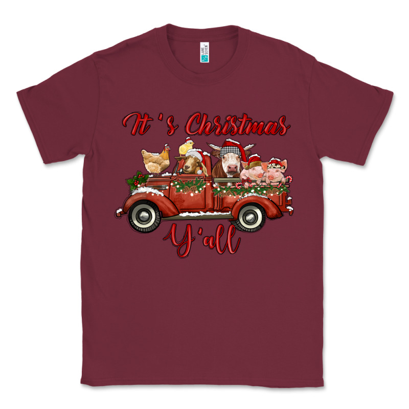 It's Christmas Y'all Truck With Farm Animals Classic Tee by RanaPortraitStore | Teevron
