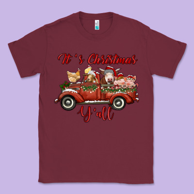It's Christmas Y'all Truck With Farm Animals Classic Tee Designed By Ranaportraitstore