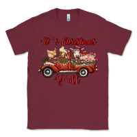Burgundy it's christmas y'all truck with farm animals Classic Tee - RanaPortraitStore