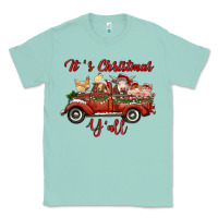 Seafoam it's christmas y'all truck with farm animals Classic Tee - RanaPortraitStore