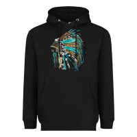 Black indian feather headdress with western  patterns Heavyweight Hoodie - RanaPortraitStore