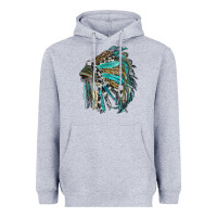 Heather Grey indian feather headdress with western  patterns Heavyweight Hoodie - RanaPortraitStore