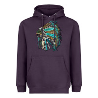 Plum indian feather headdress with western  patterns Heavyweight Hoodie - RanaPortraitStore