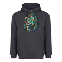 Smoke indian feather headdress with western  patterns Heavyweight Hoodie - RanaPortraitStore