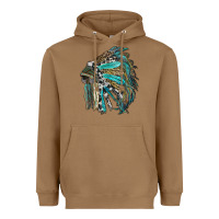 Indian Feather Headdress With Western  Patterns Heavyweight Hoodie | Teevron