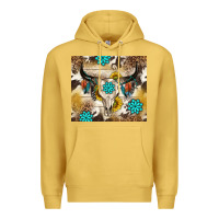 Antique Gold cowhide leopard bull skull gemstone Premium Hoodie - NancyCooperArtShop