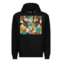 Black cowhide leopard bull skull gemstone Premium Hoodie - NancyCooperArtShop