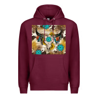 Burgundy cowhide leopard bull skull gemstone Premium Hoodie - NancyCooperArtShop