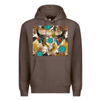 Coffee cowhide leopard bull skull gemstone Premium Hoodie - NancyCooperArtShop