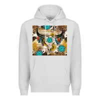 Dove Grey cowhide leopard bull skull gemstone Premium Hoodie - NancyCooperArtShop