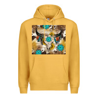 Mustard cowhide leopard bull skull gemstone Premium Hoodie - NancyCooperArtShop