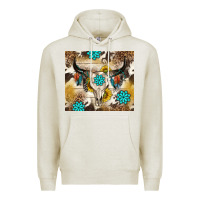 Oatmeal Heather cowhide leopard bull skull gemstone Premium Hoodie - NancyCooperArtShop