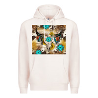 Pale Pink cowhide leopard bull skull gemstone Premium Hoodie - NancyCooperArtShop