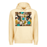 Pina Colada cowhide leopard bull skull gemstone Premium Hoodie - NancyCooperArtShop