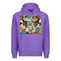 Purple cowhide leopard bull skull gemstone Premium Hoodie - NancyCooperArtShop
