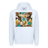 White cowhide leopard bull skull gemstone Premium Hoodie - NancyCooperArtShop