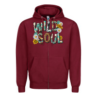 Burgundy western wild soul with sunflowers Zipper Hoodie - texasbilliewilder