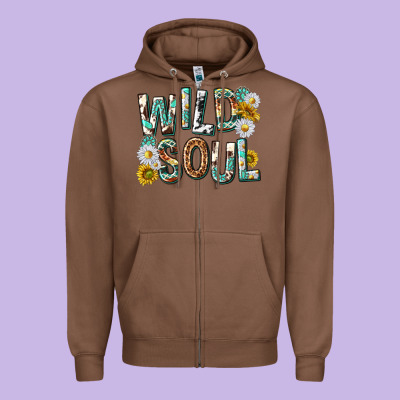 Zipper Hoodie western wild soul with sunflowers