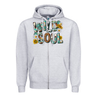 Heather Grey western wild soul with sunflowers Zipper Hoodie - texasbilliewilder