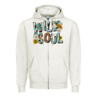 Oatmeal Heather western wild soul with sunflowers Zipper Hoodie - texasbilliewilder