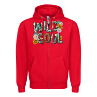 Red western wild soul with sunflowers Zipper Hoodie - texasbilliewilder