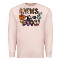 Pale Pink Brews And Boos Premium Sweatshirt - CowhideDigitalArt