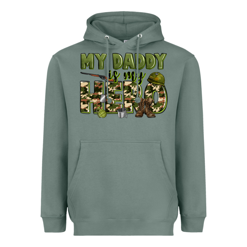 My Daddy Is My Hero Army Heavyweight Hoodie by Zillion Design Studio | Teevron