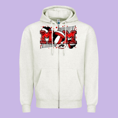 Mom Volleyball Zipper Hoodie Designed By Zillion Design Studio