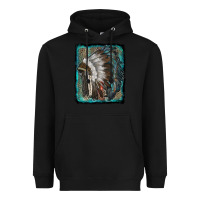 Black indian feather headdress with leopard background Heavyweight Hoodie - RanaPortraitStore