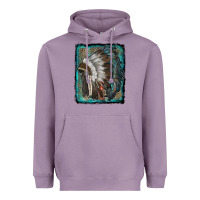 Lavender indian feather headdress with leopard background Heavyweight Hoodie - RanaPortraitStore