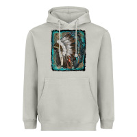 Moon Dust indian feather headdress with leopard background Heavyweight Hoodie - RanaPortraitStore