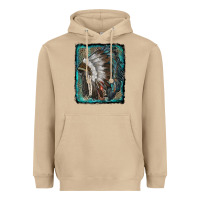 Mushroom indian feather headdress with leopard background Heavyweight Hoodie - RanaPortraitStore