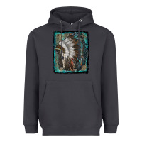 Smoke indian feather headdress with leopard background Heavyweight Hoodie - RanaPortraitStore